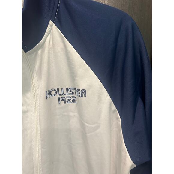Hollister Vintage Y2K Men’s Zip Up White And Navy Blue 1922 Zip Up Track Jacket - Picture 5 of 8
